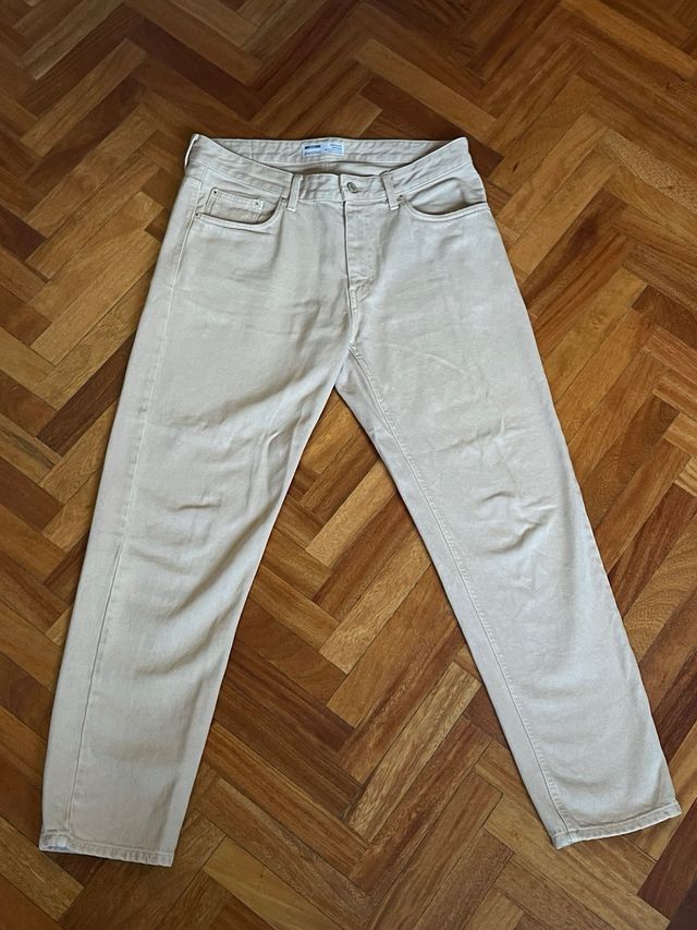 Pantalon Vaquero Crema Vintage Bershka