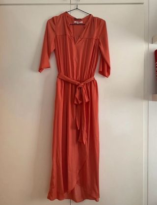 Vestido de boda midi coral