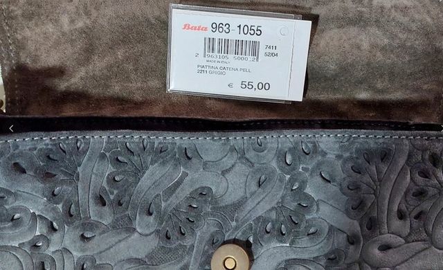 Bata - Pochette grigia con catena