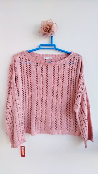 Jersey croché boho rosa T46