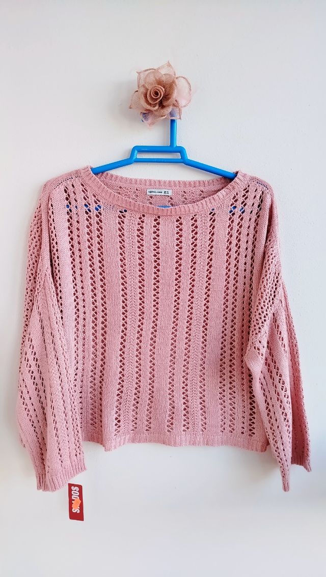 Jersey croché boho rosa T46