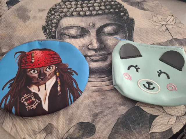 Monedero gato pirata estilo Johnny Depp y perro