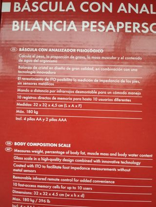 Báscula BALANCE analizador Fisiológico Digital