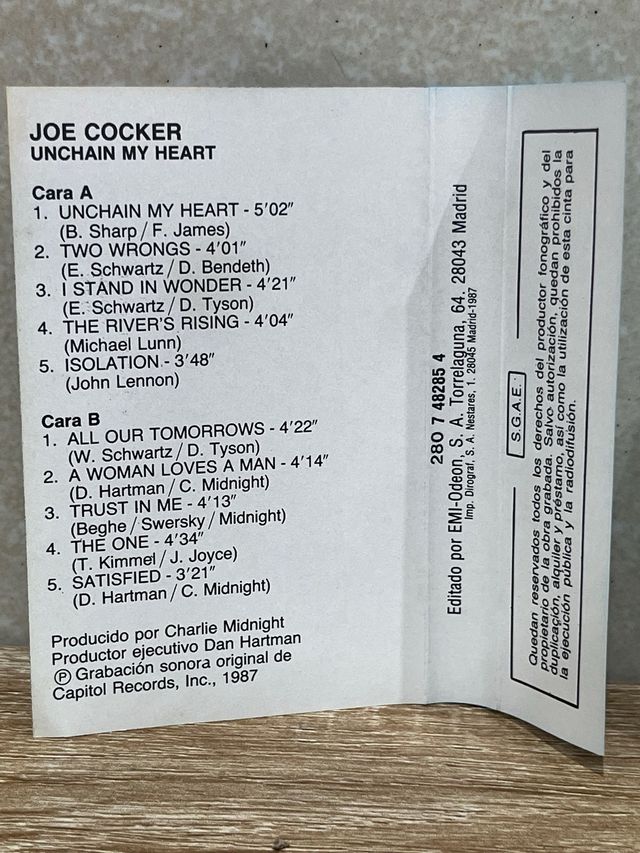 JOE COCKER UNCHAIN MY HEART CASSETTE TAPE CINTA