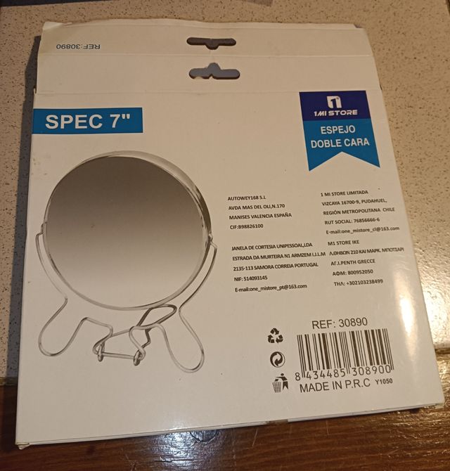 Espejo spec 7" doble cara 5 euros