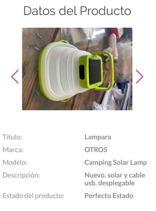 Lampara Camping Solar Plegable