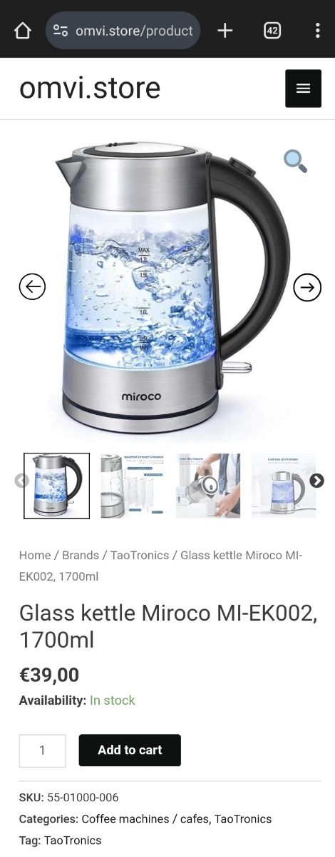 NUEVO. HERVIDOR DE AGUA ELÉCTRICO MIROCO