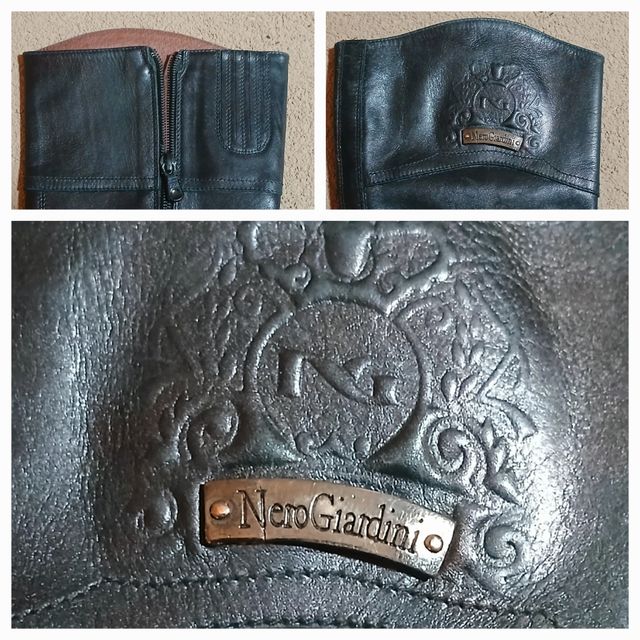 Nero Giardini, stivale al ginocchio in pelle nera,