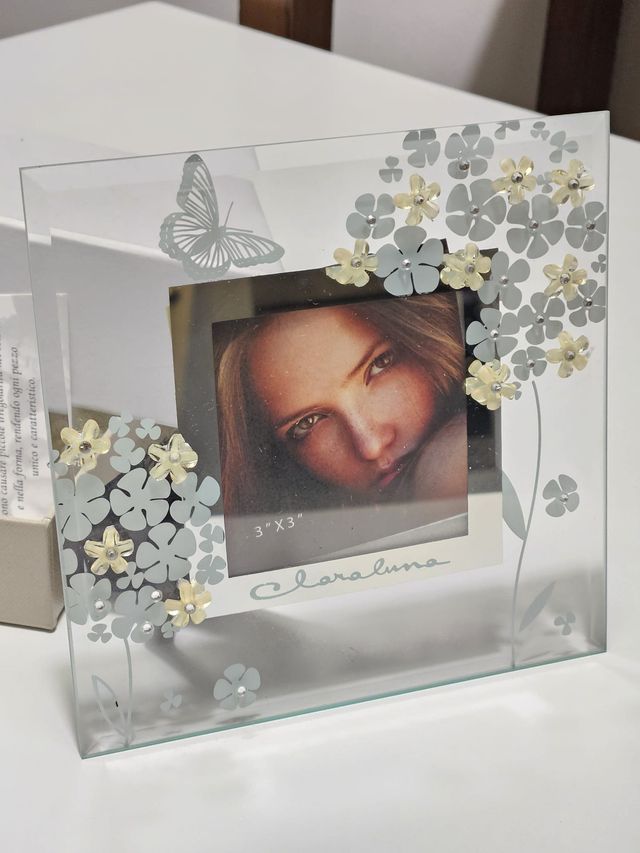 cornice porta foto in vetro