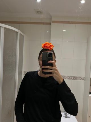 Flor naranja feria para traje de flamenca