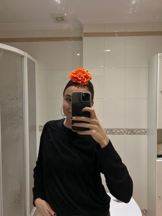 Flor naranja feria para traje de flamenca