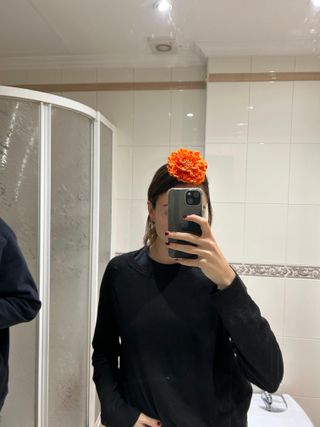 Flor naranja feria para traje de flamenca