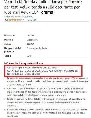 Tenda oscurante crema per Velux C04