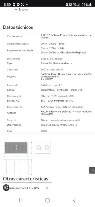 Equipo de sonido Line array Lynx LX-V8