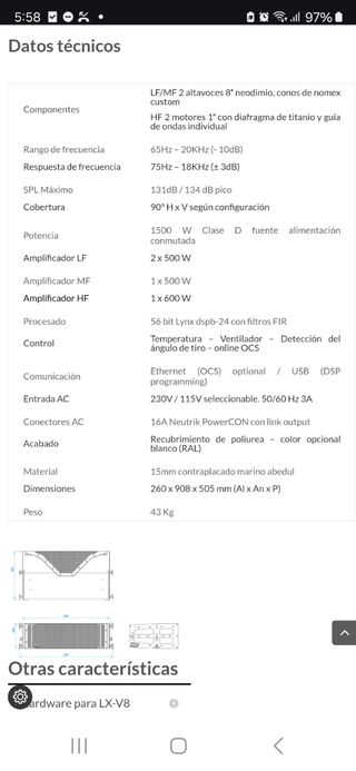 Equipo de sonido Line array Lynx LX-V8