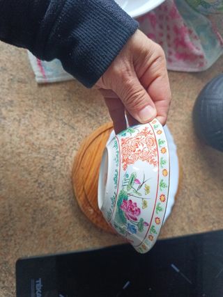 Bandeja arcopal y cuenco porcelana china