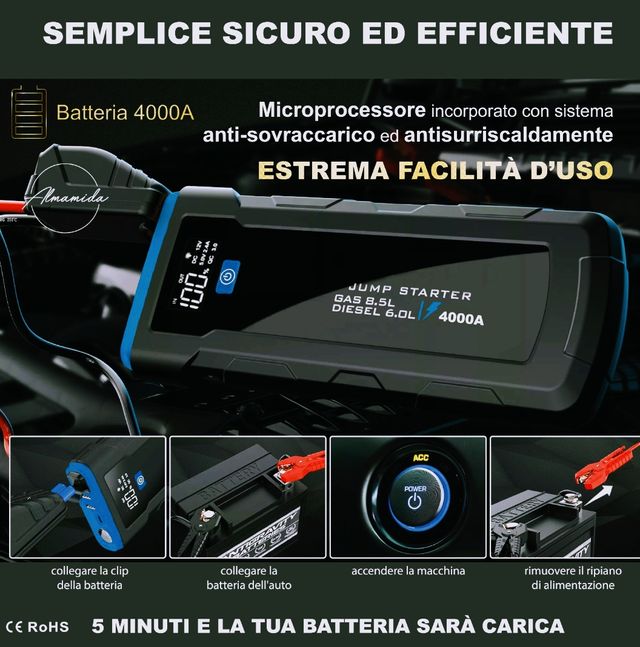 Avviatore 24000 mAh e 4000 A FURGONE