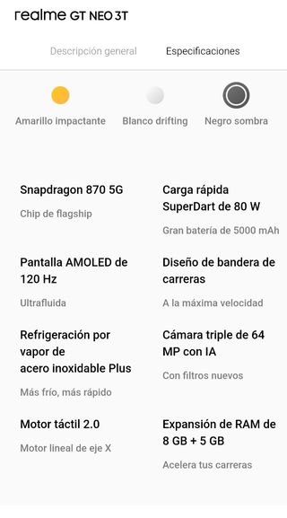 Teléfono Realme GT NEO 3T