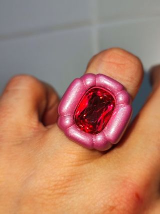 ♥️💜anillo rosa caramelo Swarovski  T 14
