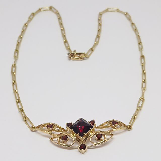 Gargantilla Oro Vintage Cuarzos Rojos