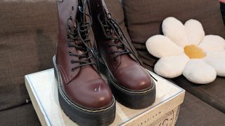 Botas con plataforma militar NYC Talla 37 Burdeos