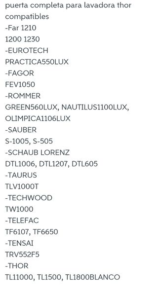 Puerta lavadora thor