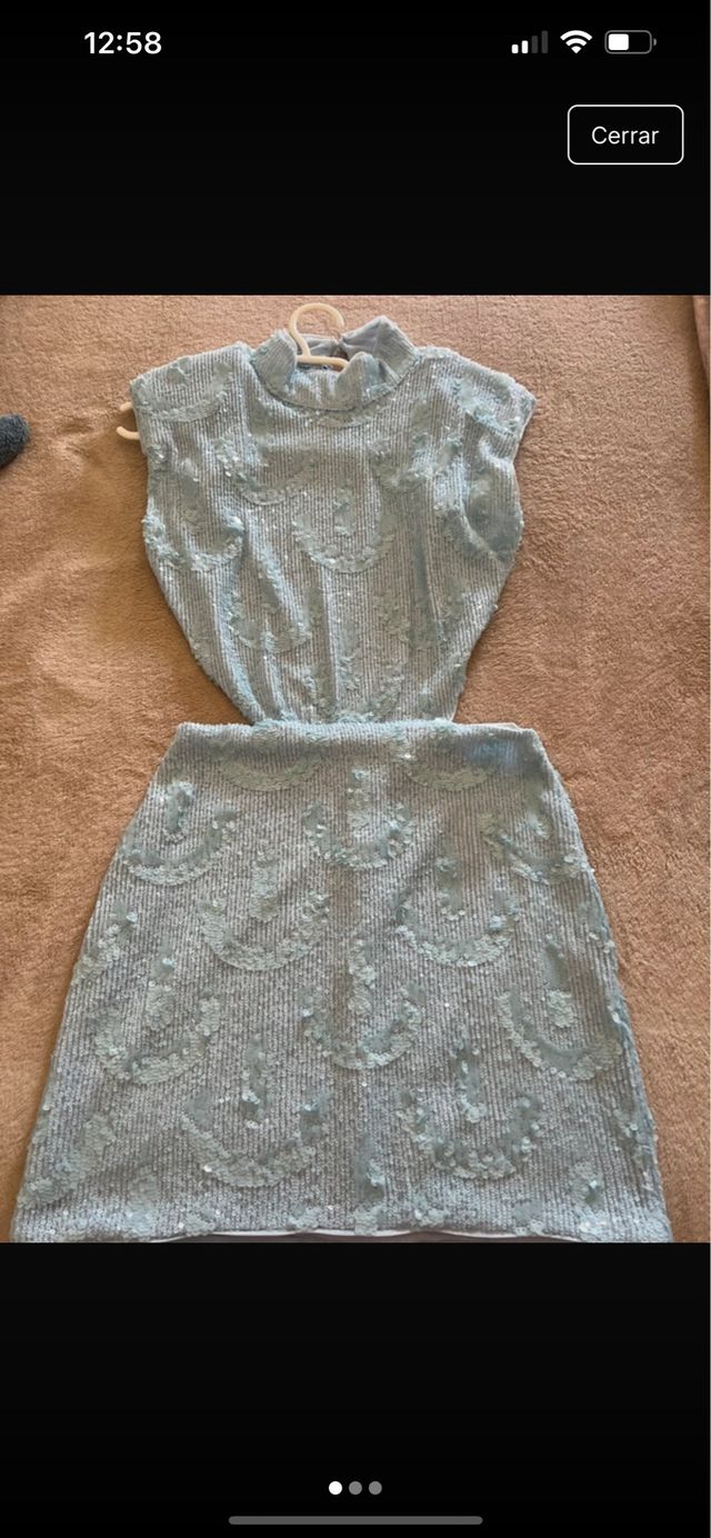 vestido azul brillos