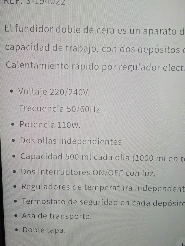 Fundidora y calientadora para la cera  y cera 800g