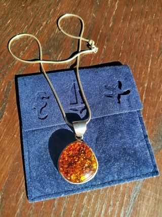 Colgante piedra Ámbar c/colgante plata