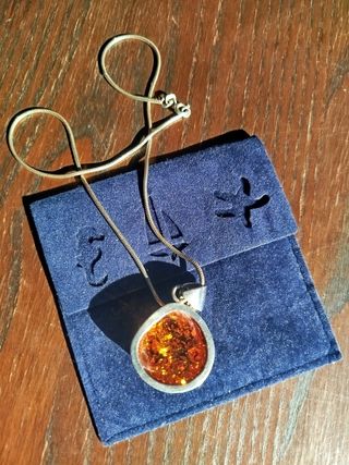 Colgante piedra Ámbar c/colgante plata