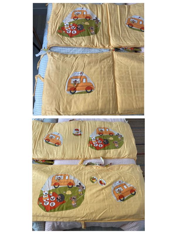 Chichonera amarilla con dibujos para cuna