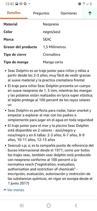 Neopreno niño Seac 13 años