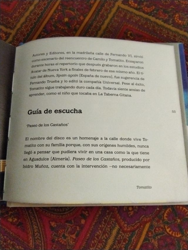 CD+ libro. Tomatito. Paseo de los castaños