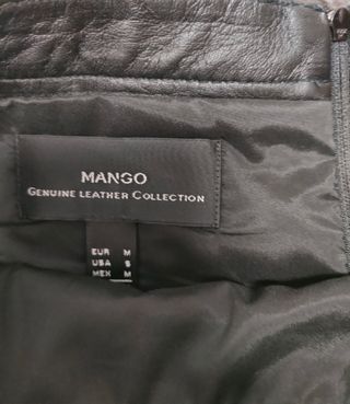 Falda piel Mango