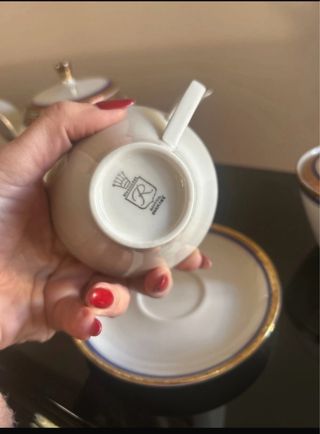 Set completo da tè porcellana Bavaria profilo oro