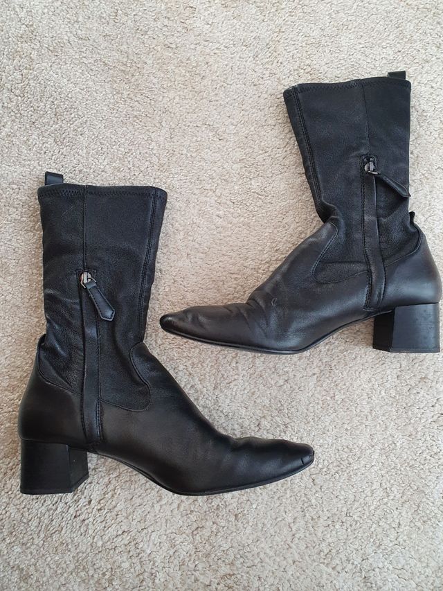 Botín piel negro Talla 39 tacón elástico M dutti