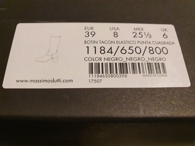 Botín piel negro Talla 39 tacón elástico M dutti