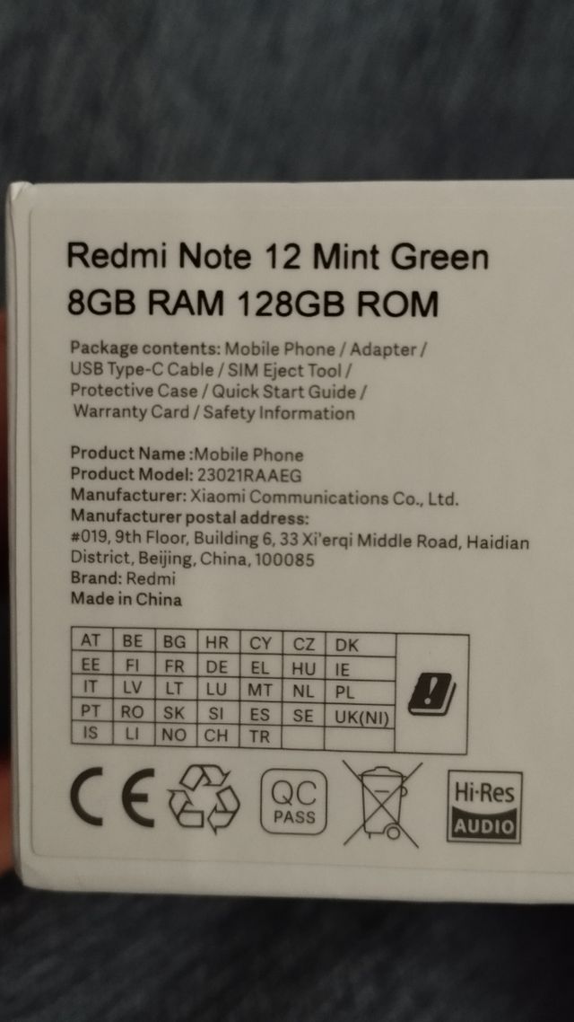 Xiaomi redmi note 12 4G