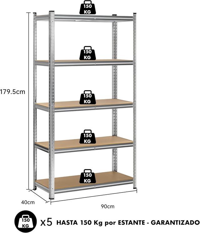Estantería Metálica Galvanizada 875 Kg