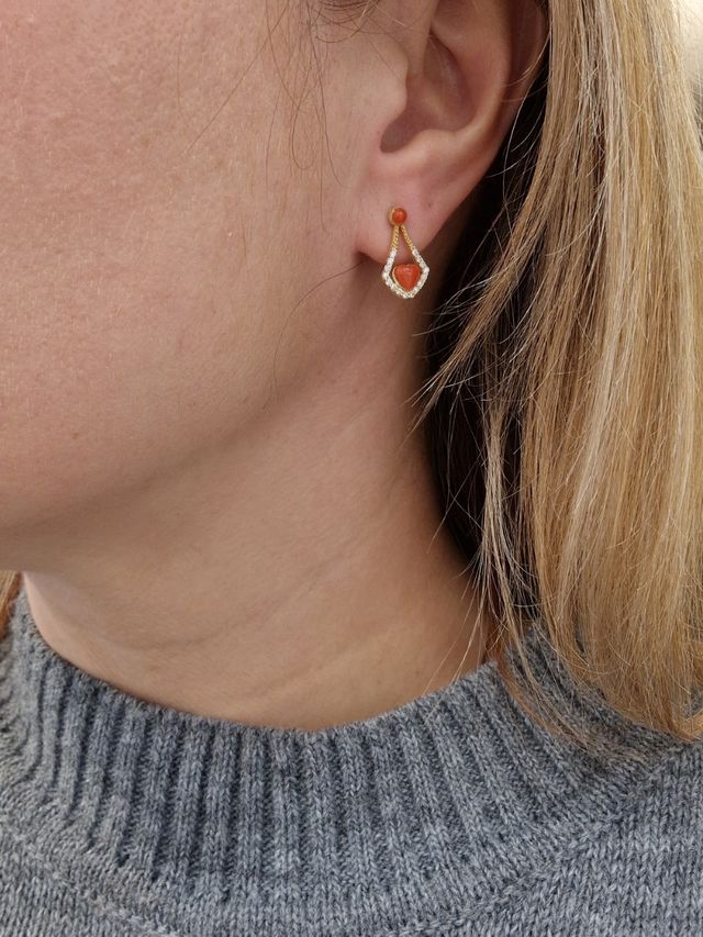 Orecchini Cuori di corallo naturale