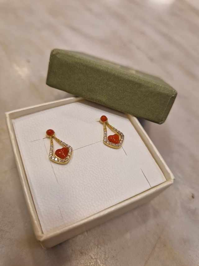 Orecchini Cuori di corallo naturale