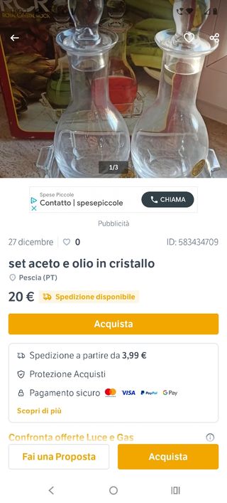 Vassoio ampolle vetro