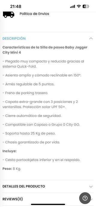 Carro niño city mini 4 by baby jogger