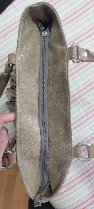 Borsa shopping in camoscio con frange