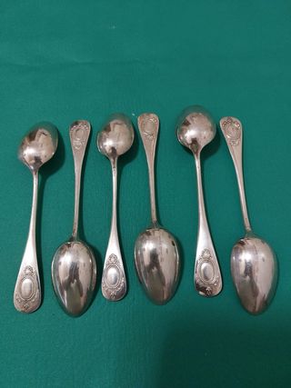 6 antichi cucchiai in silver plated