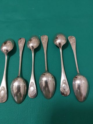 6 antichi cucchiai in silver plated