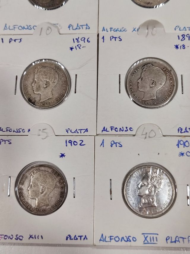 Colección 20 monedas 1 peseta plata