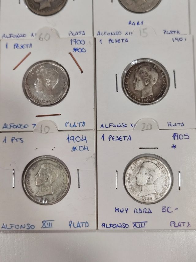 Colección 20 monedas 1 peseta plata