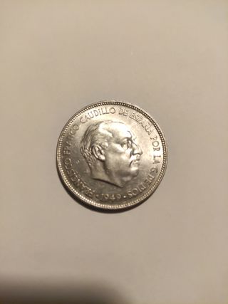Moneda de 5 pesetas año 1949