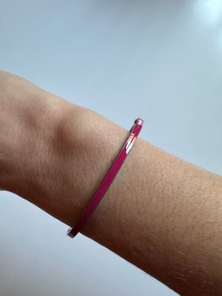 Pandora silver bangle with Hearts Orchid Enamel